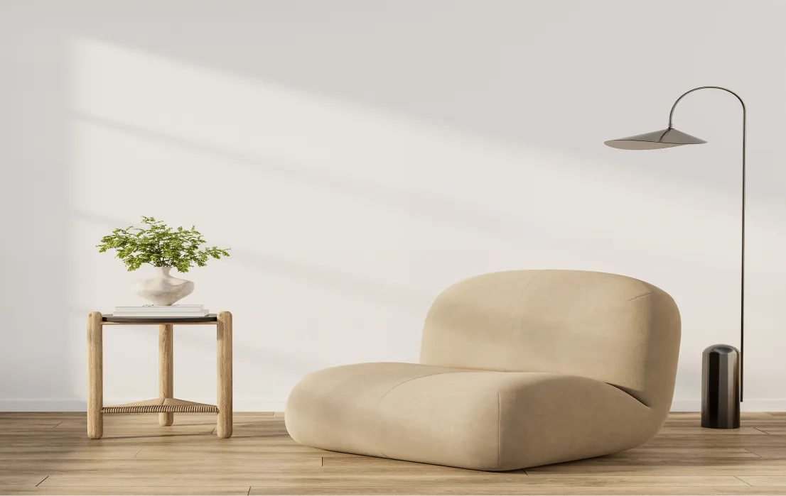 Cosy minimalist room in soft neutral tones