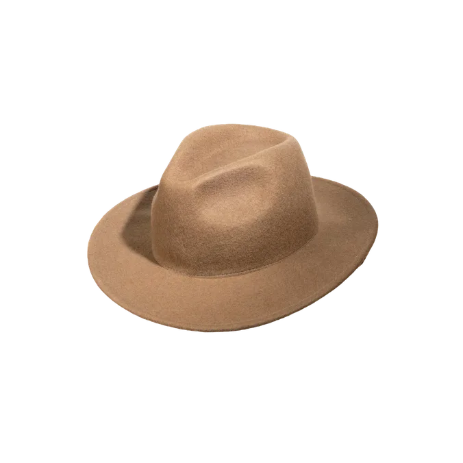 Tan felt fedora hat