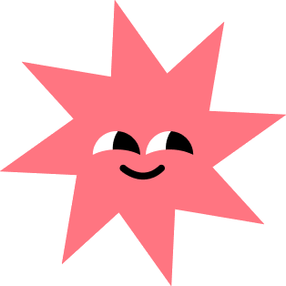 Coral star character with a smiling face