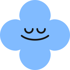 Blue flower character with a sleeping face