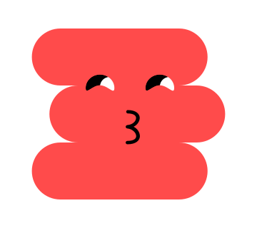 Red kissing-face character illustration