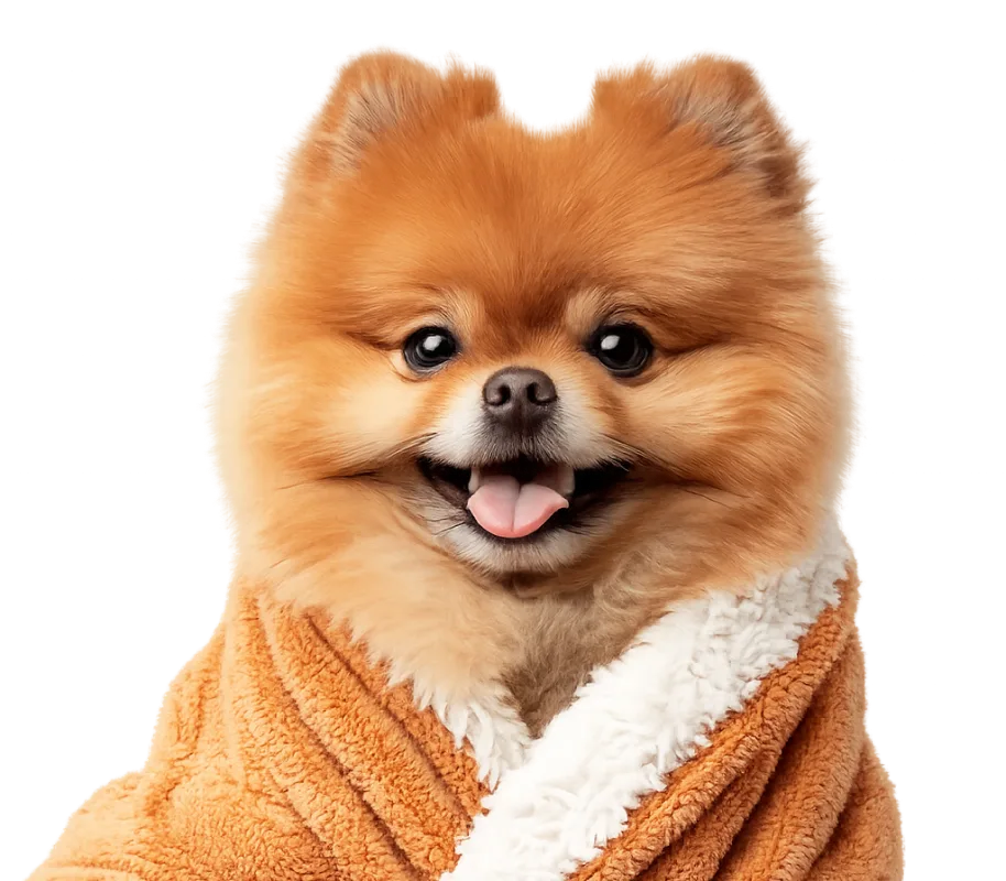 Happy dog looking up