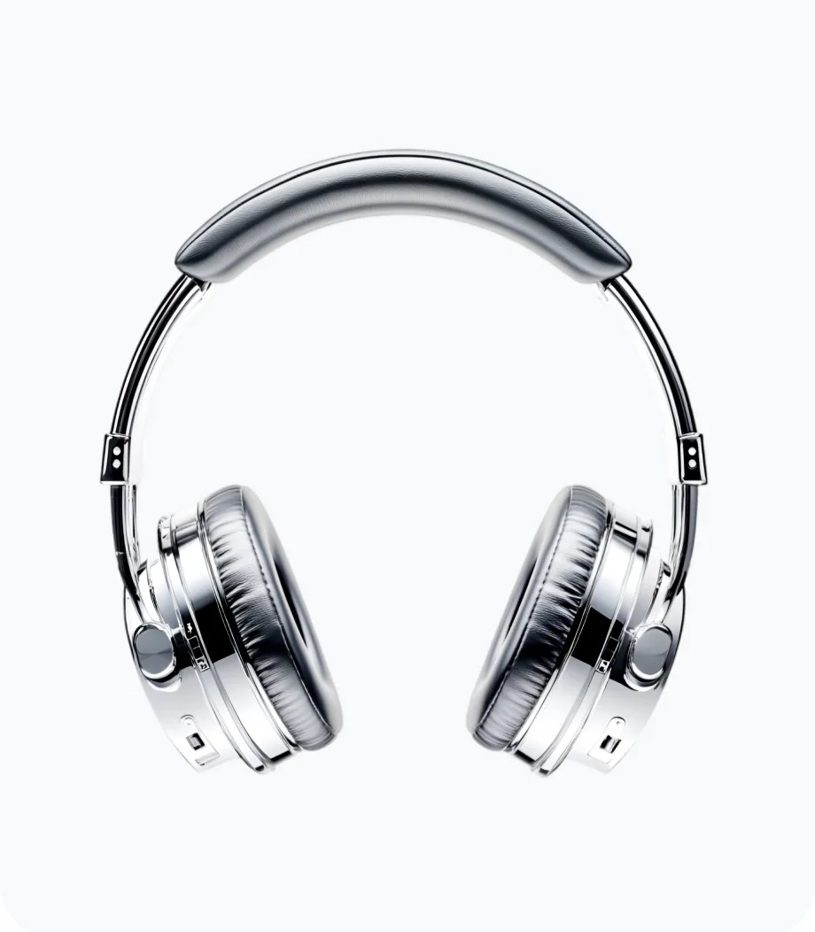 Over ear headphones seen from the front