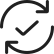 Two arrows circling a check mark